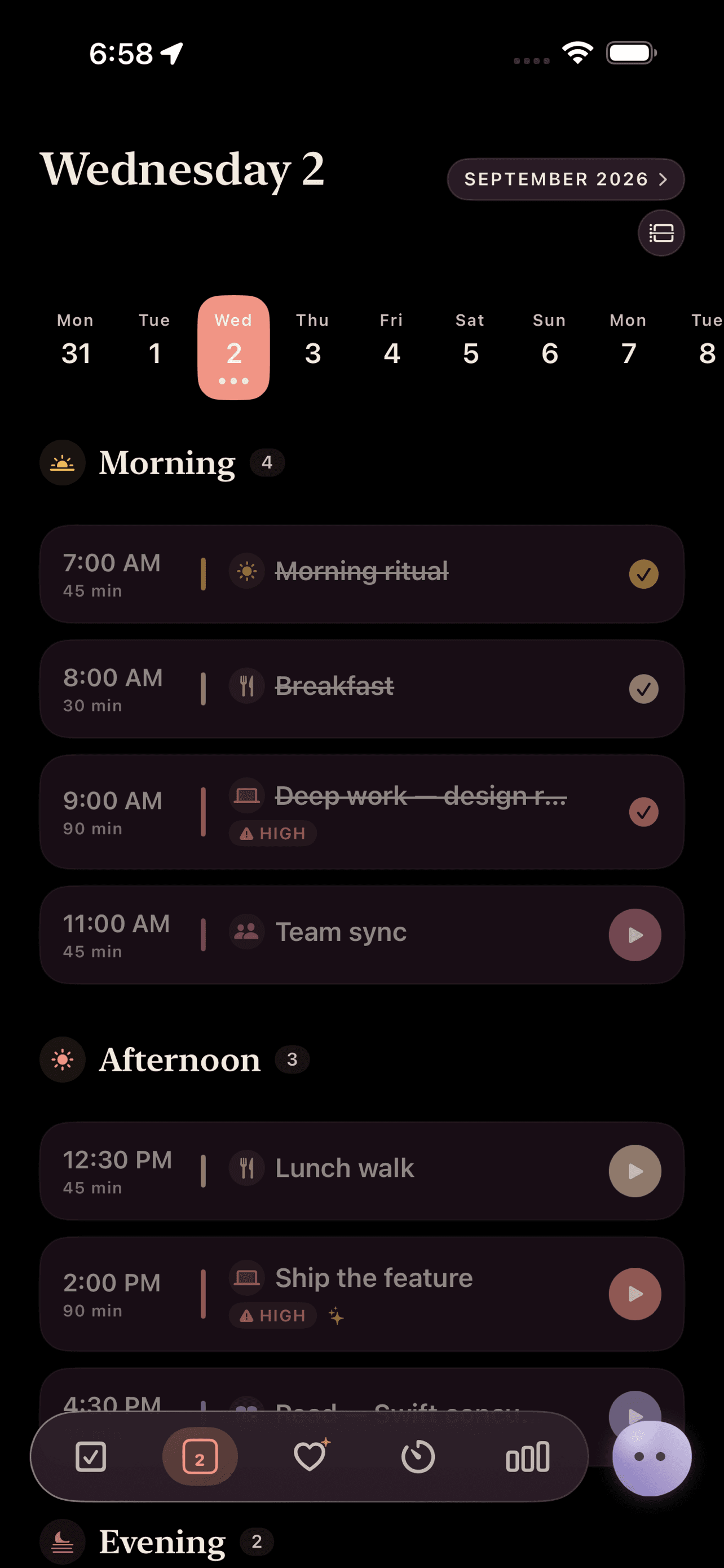 Cove app — Today